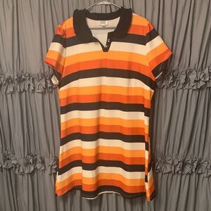 Unique Vintage Orange and Black Striped Short Sleeve Tee
